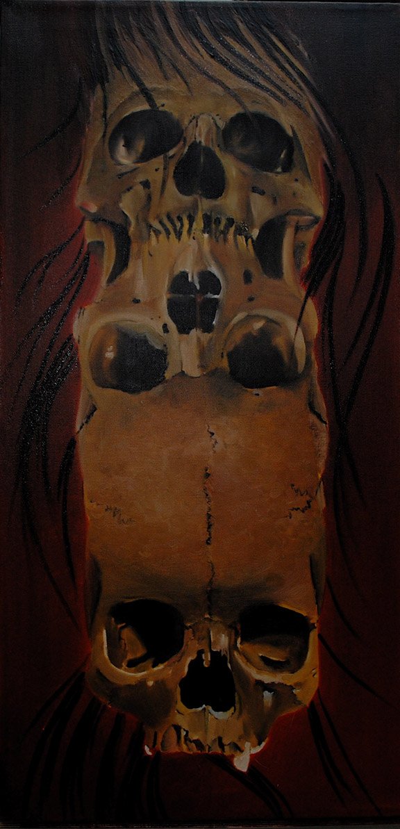 Joe Baker Oil Painting Multiple Skulls