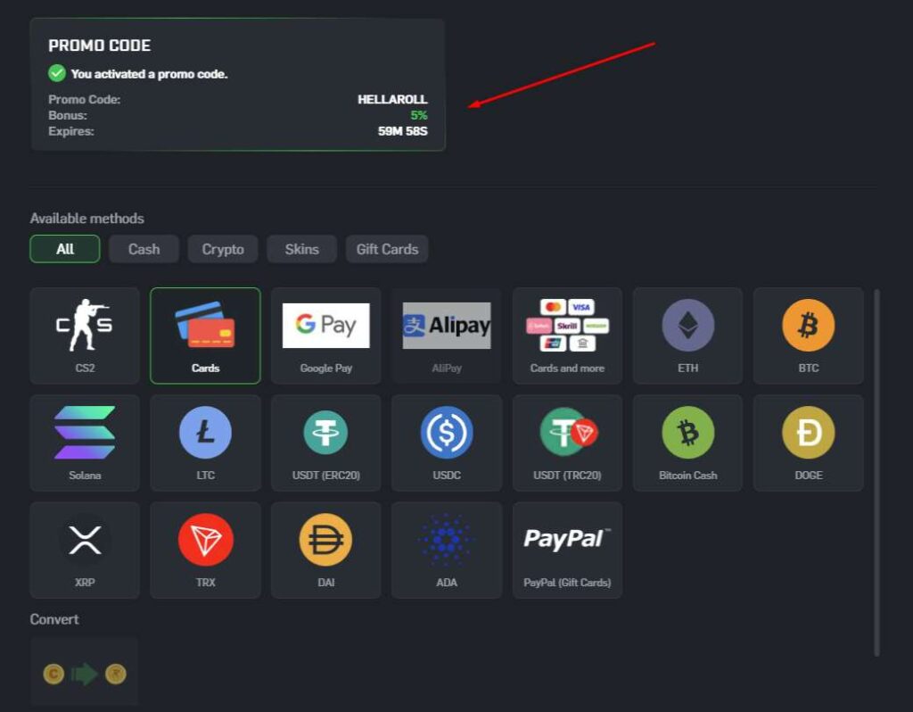 CSGORoll referral code HELLAROLL